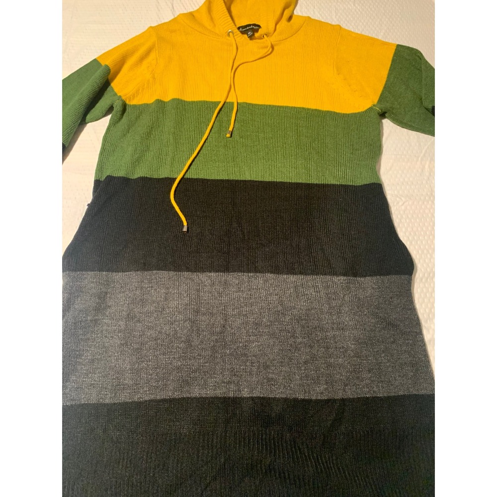 Alison Andrews Plus Colorblock Hooded Sweater Dress Yellow Green‎ Black 3X - Picture 3 of 6